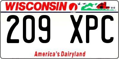 WI license plate 209XPC