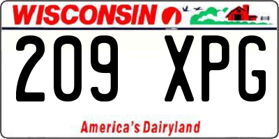 WI license plate 209XPG
