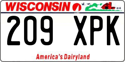 WI license plate 209XPK