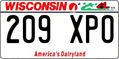 WI license plate 209XPO