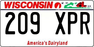 WI license plate 209XPR