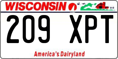 WI license plate 209XPT