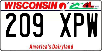 WI license plate 209XPW