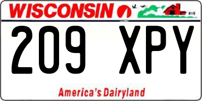 WI license plate 209XPY