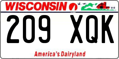WI license plate 209XQK