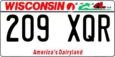 WI license plate 209XQR