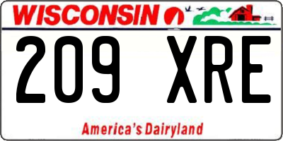WI license plate 209XRE