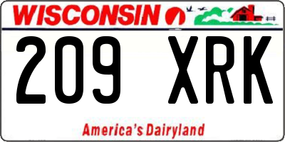 WI license plate 209XRK