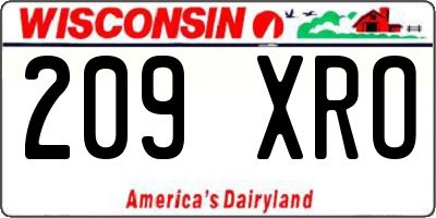 WI license plate 209XRO