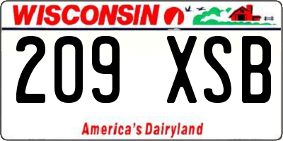 WI license plate 209XSB