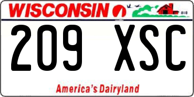 WI license plate 209XSC