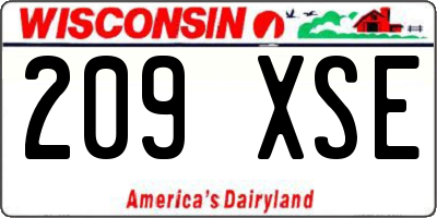 WI license plate 209XSE