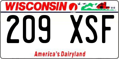 WI license plate 209XSF