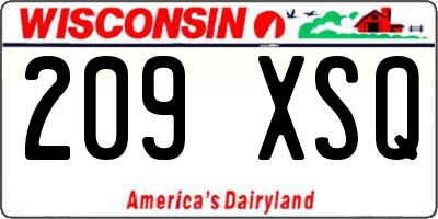 WI license plate 209XSQ