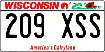 WI license plate 209XSS