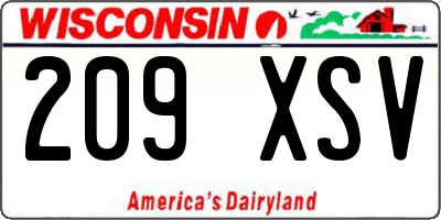 WI license plate 209XSV