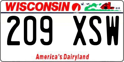 WI license plate 209XSW