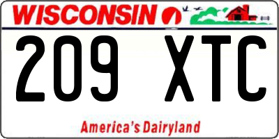 WI license plate 209XTC