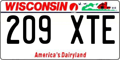 WI license plate 209XTE