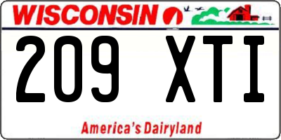 WI license plate 209XTI