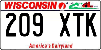 WI license plate 209XTK