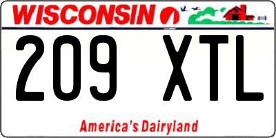 WI license plate 209XTL