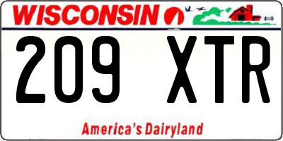 WI license plate 209XTR