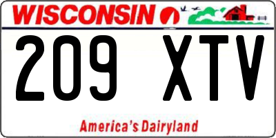 WI license plate 209XTV