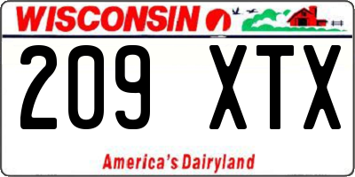 WI license plate 209XTX