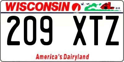 WI license plate 209XTZ