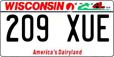 WI license plate 209XUE