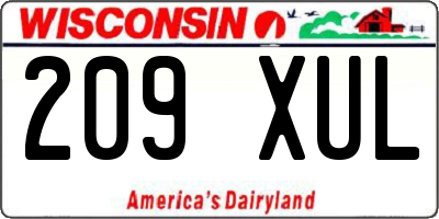 WI license plate 209XUL