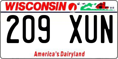 WI license plate 209XUN