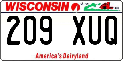 WI license plate 209XUQ