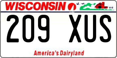 WI license plate 209XUS