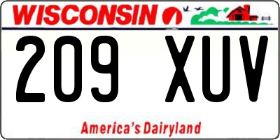 WI license plate 209XUV