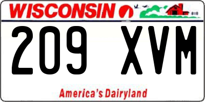 WI license plate 209XVM
