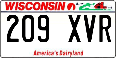 WI license plate 209XVR