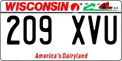 WI license plate 209XVU