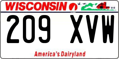 WI license plate 209XVW
