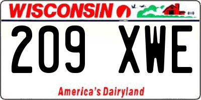 WI license plate 209XWE
