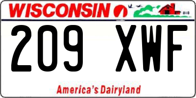 WI license plate 209XWF