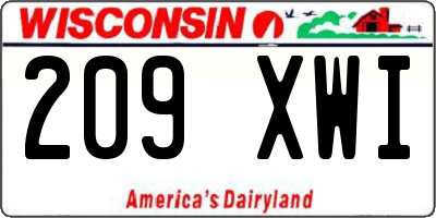WI license plate 209XWI