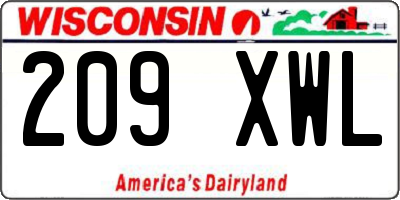 WI license plate 209XWL