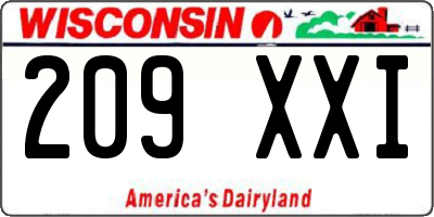 WI license plate 209XXI