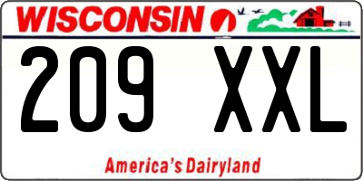 WI license plate 209XXL