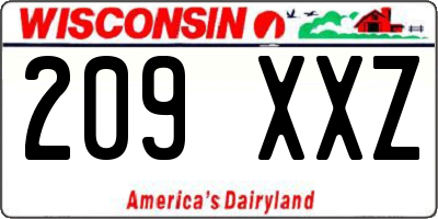 WI license plate 209XXZ