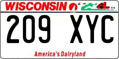 WI license plate 209XYC