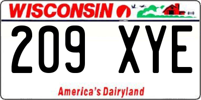 WI license plate 209XYE