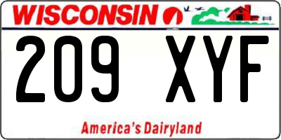 WI license plate 209XYF